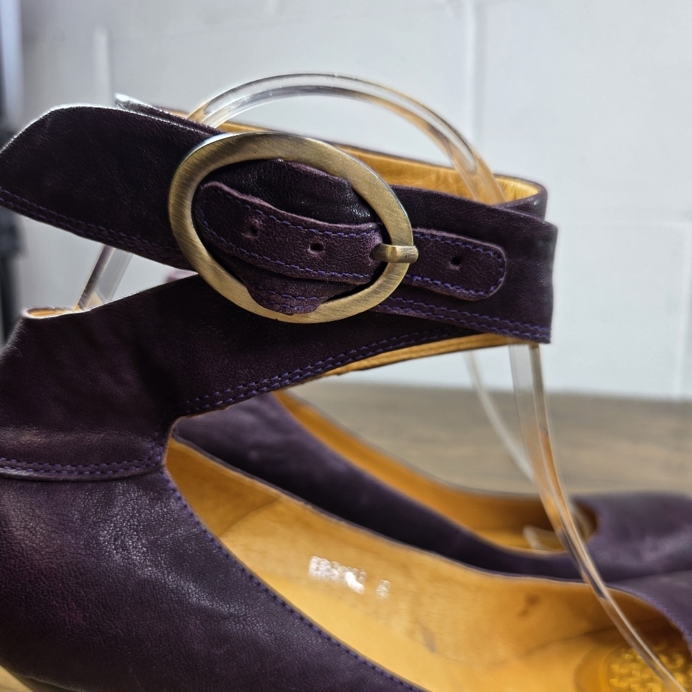 Vtg Jeffrey Campbell Edson 2 Purple Leather Ankle Strap Pumps Heels - Picture 13 of 14